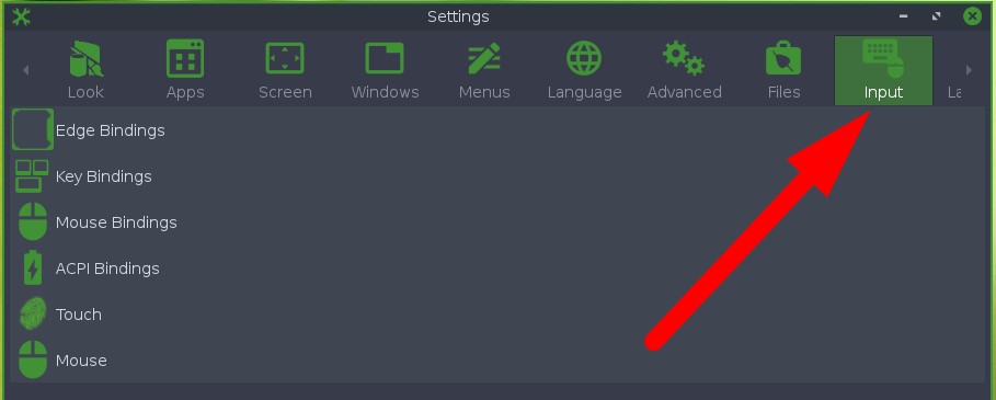 bodhi linux settings - input panel