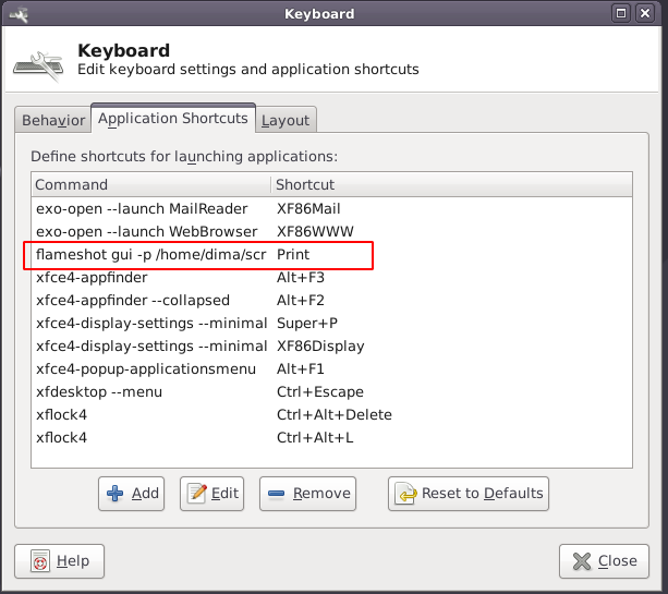 creating keyboard shortcut in Devuan Linux (XFCE DE)