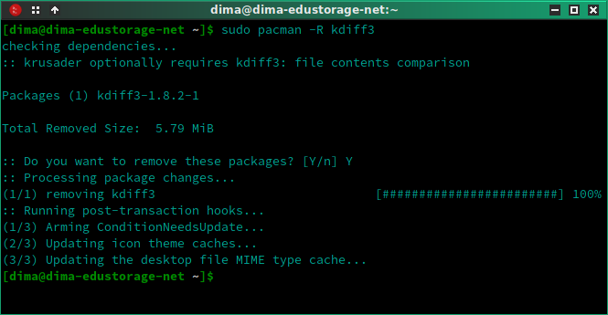 remove KDiff3 from linux using pacman packet manager