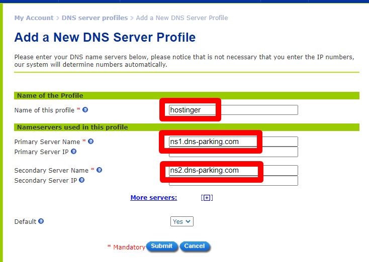 DNS servers profile on marcaria.com