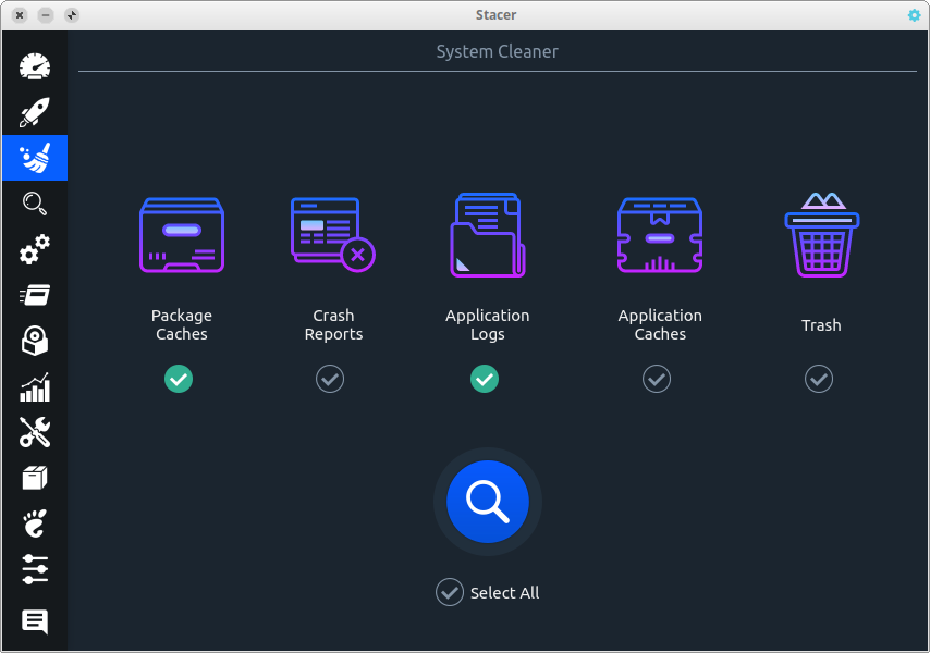 Stacer App - System Cleaner - Modicia Linux