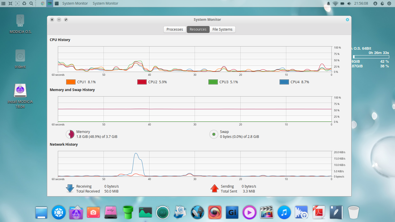 modicia linux - screenshots of system monitor application - resources